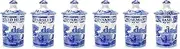 [Spode] Blue Italian Spice Jars | Set of 6 | Beautiful and Functional Kitchen Décor | Made of Fine Porcelain | 4 Inch Seasoning Storage Jars | Dishwasher Safe