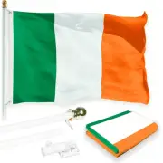 Combo Pack: 6 Feet Tangle Free Spinning Flagpole (White) Ireland Irish