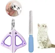 HOWAB Cat Claw Scissors, Professional Cat Claw Cutter for Pets, Stainless Steel Double Cat Claw Cutter, Safe Comfortable Cat Nail Scissors with Nail File for Small Animals