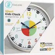 OWLCONIC Telling Time Teaching Clock for Kids Wall Clock - Analog Clock for Bedrooms, Playroom, Homeschool Decor, School Classroom Learning, Educational Clock Learning to Tell Time