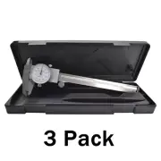 3 Pack 6 Inch Dial Calipers Carbon Steel Shock Resistant 0.001in Accuracy