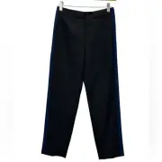 Club Monaco Ryanne Slim Leg CB Trouser Pants - Black /Blue Side Stripe - size 00