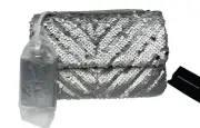 Nicole Miller Silver Sequin Crossbody Bag Chain Strap Convertible Clutch