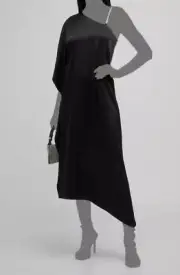 $695 Alice + Olivia Women's Black Embellished Asymmetric Tae Dress Size 8