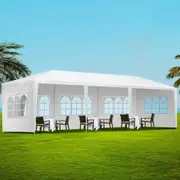 3x9m Gazebo InstaHut Marquee Wedding Party Tent Outdoor Camping Side Wall Canopy 5 Panel White