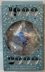 Vintage Hand Decorated Glass Ornament 2000 Millenium