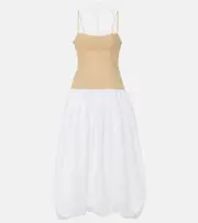 [Simkhai] Simkhai Pfeiffer cotton and linen-blend midi dress UK 18 multicoloured