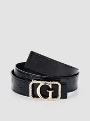 GUESS Black Arnela 4G Peony Logo Belt Size: Small, Faux Leather
