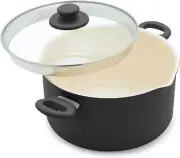Softgrip Healthy Ceramic Nonstick, 6QT Stockpot with Lid and Straining Lid, Pfas