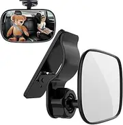 Taicols Baby Mirror for Car - Automotive Interior Rearview Backseat Mirror, Small Clip-On Adjustable Facing Back Rear View Seat Convex Mirror for Sun Visor