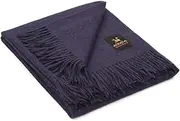 100% Baby Alpaca Wool Blanket Throw Melange Multi-Hued Colors Design for Bed Couch Sofa Soft Warm Peruvian Alpaca Wool Blankets 72" x 52" (Midnight Blue)