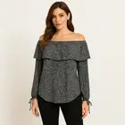 Michael Michael Kors Off-Shoulder Ruffle Blouse - White/Black Print - Size 0X
