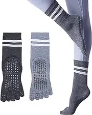 [FOX-TECH] 2 Pairs Yoga Socks, Non Slip Socks Womens, Pilates Socks, Barre Socks, Hospital Socks, Yoga Socks with Grips 2 Pairs