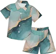 [Caihoyu] Big Boy Hawaiian Button Down T Shirt Shorts Set Toddler Baby Boy Outfit Summer Clothing