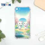 【TRON】IPHONE 7/8 PLUS/7/8/SE2 櫻花插畫風格白貓咪 四角防摔殼 軟殼 手機殼