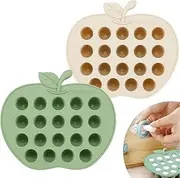 PandaEar Silicone Baby Food Freezer Tray, 2 Pack Baby Fruit Food Feeder Teether Tray, Baby Food Storage Container Ice Cube Tray Maker for Homemade Baby Food -Green&Tan