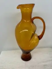 HAND BLOWN GLASS, AMBER PITCHER, SHAPE SIMILAR CORFU, KJELL ENGMAN, KOSTA BODA