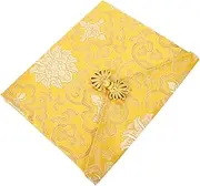 Operitacx Buddhist Pouch Decorative Storage Bag with Chinese Embroidery Compact Holder for Scriptures Music Books Sundries Lightweight Smooth Cloth for Travel Daily Use