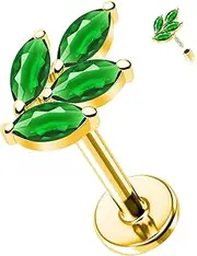 FLOGWE G23 Titanium 16G Push in Flatback Stud for Flat, Helix, Tragus, Conch, Lobe CZ Nose Stud Lip Stud Hypoallergenic Nickel Free Cartilage Earring Piercing Jewelry