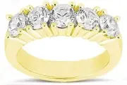 1.30 carat, 5 Diamond Wedding ring Anniversary 14K Yellow Gold Band 0.26 ct each