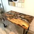 Clear Epoxy Resin Table, Live Edge Wood Resin Table, Coffee & Dining Table Decor