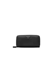 Prada Logo Plaque Zip-Around Wallet One size black
