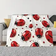 Ultra-Soft Micro Fleece Blanket 60"x50" Comfortable Air Conditioning Blanket Lightweight Bed Blankets Flannel Throw Blanket Gifts Red Ladybug Blanket for Bed Couch Living Room