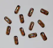 VINTAGE GLASS OCTAGON BUTTON BEAD 8mm by 4mm 12 COUNT TOPAZ