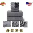 Extra Large Gray Bath Towel Set – 2 Bath Sheets, 2 Hand Towels, 4 Washcloths