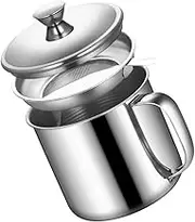 GRADENEVE Oil Strainer Container 304 Stainless Steel Fine Mesh Pot Grease Jar Grease Saver Strainer Ghee Storage