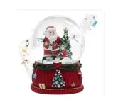 Christmas Gift 100mm Snow Globe 8 Music and Color Lights, Water Snowball Santa