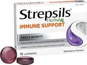 Strepsils Herbal Immune Support Lozenges, Elderberry, 16 Pack