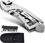 Multitool Wrench With 7 Tools/Pliers/Wire Cutter/Flat Screwdriver/Phillips Screwdriver/Portable Folding Multifunctional Adjustable Multi Purpose Stainless Steel Tool