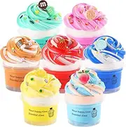 7 Packs Dual Color Butter Slime Kit,Non Sticky,Super Soft Sludge Toy,Birthday Gifts for Kids,DIY Putty Slime Party Favor for Girls & Boys