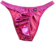 La-pomme(ラ ポーム) La Paume 622043 Men's Bikini Panties, Metallic Fabric, Glittering Look, Full Seam, 3D Pouch, Half-Back Bikini, Made in Japan