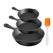 Frypan Nonstick Frying Pan Set Cast Iron Steak Skillet BBQ Cookware - 3pcs