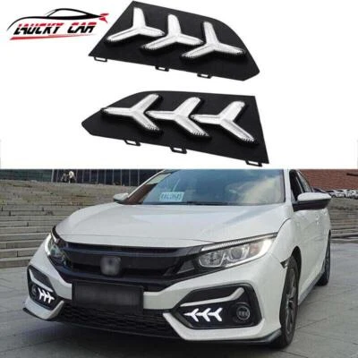 For Honda Civic Hatchback 2017-2021 3-Color Led DRL Fog Light Day Running Light (for: Honda Civic)