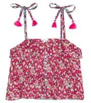 [Poupette St Barth Kids] Poupette St Barth Kids Ruffle-trimmed floral top Y 10 pink