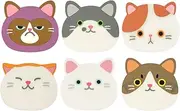 Wrapables Silicone Cute Cat Coasters for Glasses, Cups, and Drinks (Set of 6)