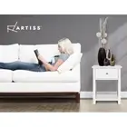Bedside Table Coffee Side Cabinet Drawer Wooden White New