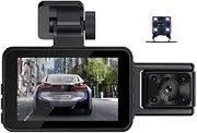 Blelsa 3 Cameras Dash Cam Parking Ing Clear Car Rearview Mirror Car Video Recording Camcorder Wide Angle Car Camera Recorder WiFi Connection Auto Safety Driving Recorder Black