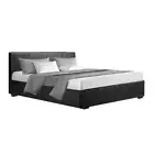 Artiss Bed Frame Queen Size Gas Lift Base with Storage PU Leather Wooden Black