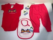Carter's Eric Carle Pants Jumpsuit Outfit & Bib Caterpillar Butterfly Red NWT