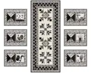 Buttermilk Farmstead 36" X78" Table Runner & Six 22" X 17" Placemats Set Top&Bin