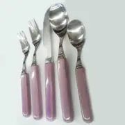 QUARTZ by Denby 5 Piece Place Setting Stone & Steel NEW NEVER USED made England
