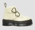 Dr Martens Devon Heart Leather Platform Buckle Boots Women’s US 8 Cream NEW $180