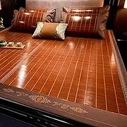 GUAWJRZDP Summer Cooling Bamboo Mat, Foldable Double Sided Bamboo Mat for Bed, Breathable Bamboo Summer Sleeping Mat, Bamboo and Rattan Woven Cooling Mat, Bedroom Essential for Summer Sleeping(120X190