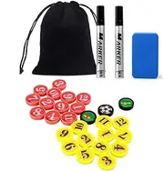 Joyeee Soccer Magnetic Boad Accessories Set, Include 27 Pcs Player Magnets Pieces, 2 Pcs Dry Erase Black Marker Pen, 1 Pcs Dry Eraser and Small Carry Pouch, Suit for Use on Magnetic Coaching Boards