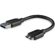 StarTech 6in Short Slim USB 3.0 Micro B Cable, A to Micro B - USB3AUB15CMS