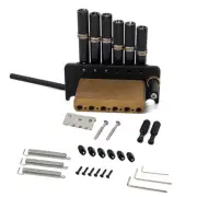 Set of 6 Strings Headless Guitar Fanned Fret Tailpiece Tremolo Bridge Black